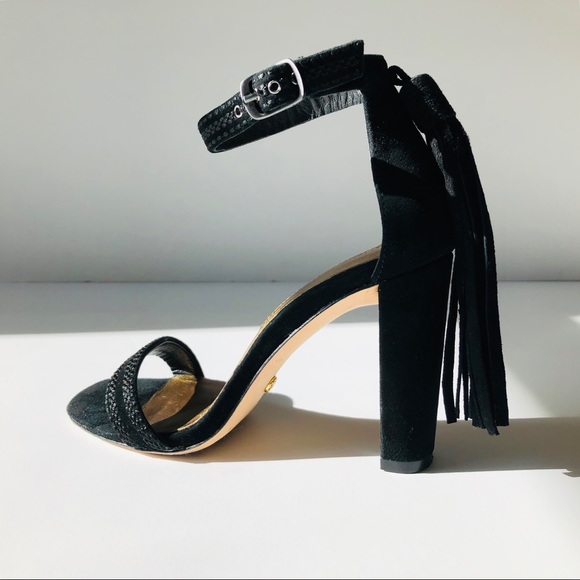 Cynthia Vincent Shoes - Cynthia Vincent Black Suede Block Heel Sandals